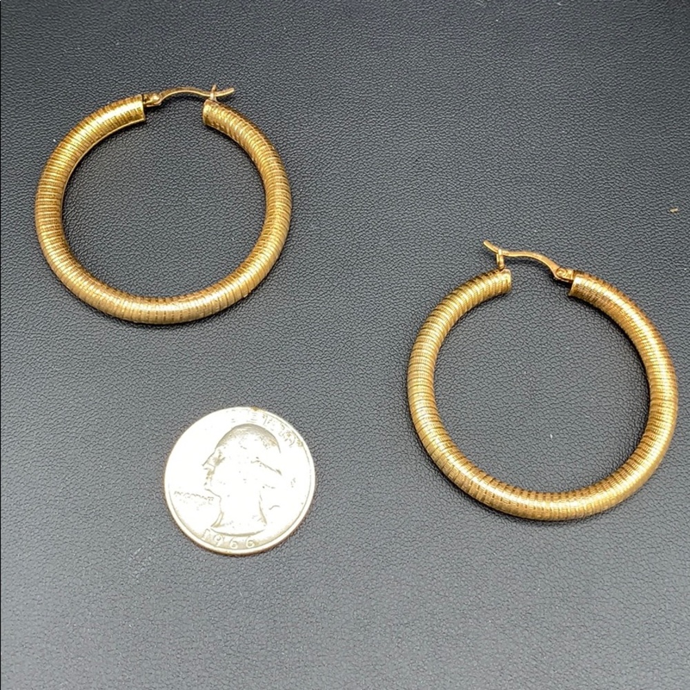 Gold over Silver 2 in Hoop Earrings $48